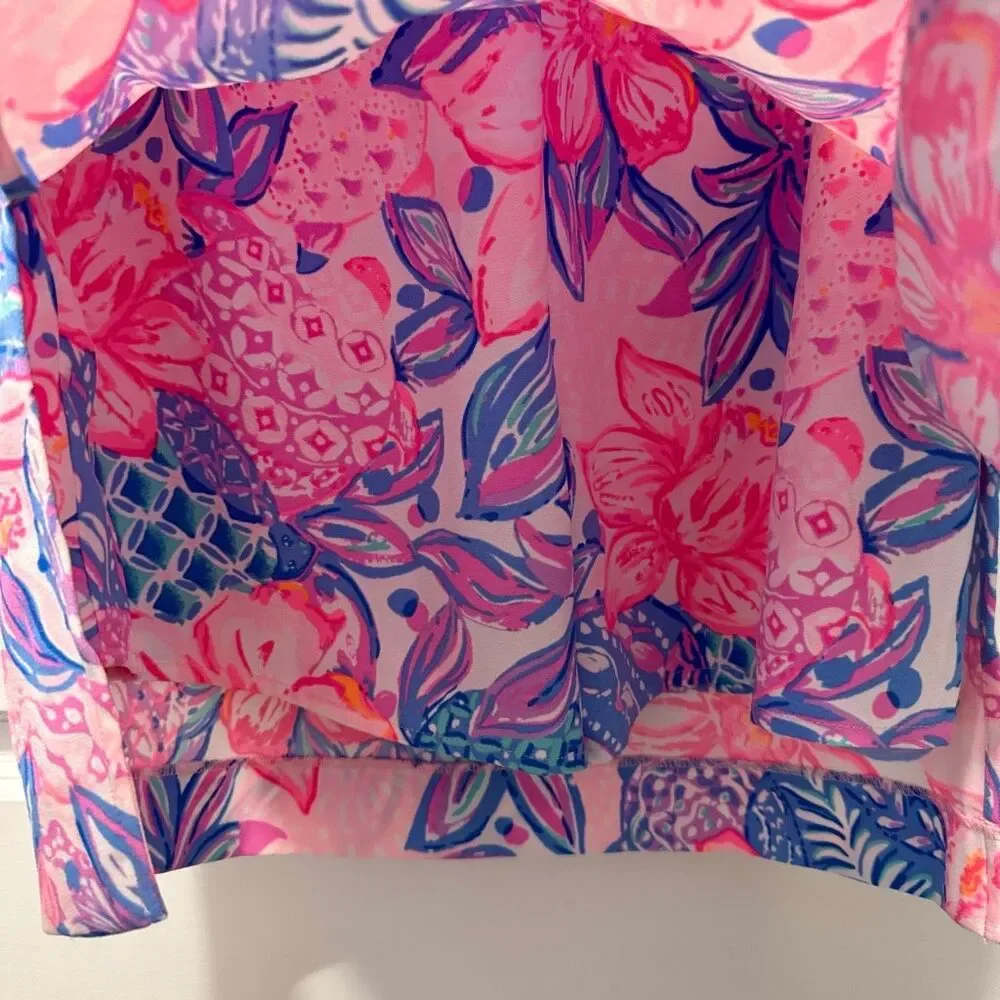 Lilly Pulitzer Kipton one shoulder romper Pink Isle Snappy Turtle size 2